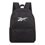 Reebok Black Classic medium backpack with white logos.