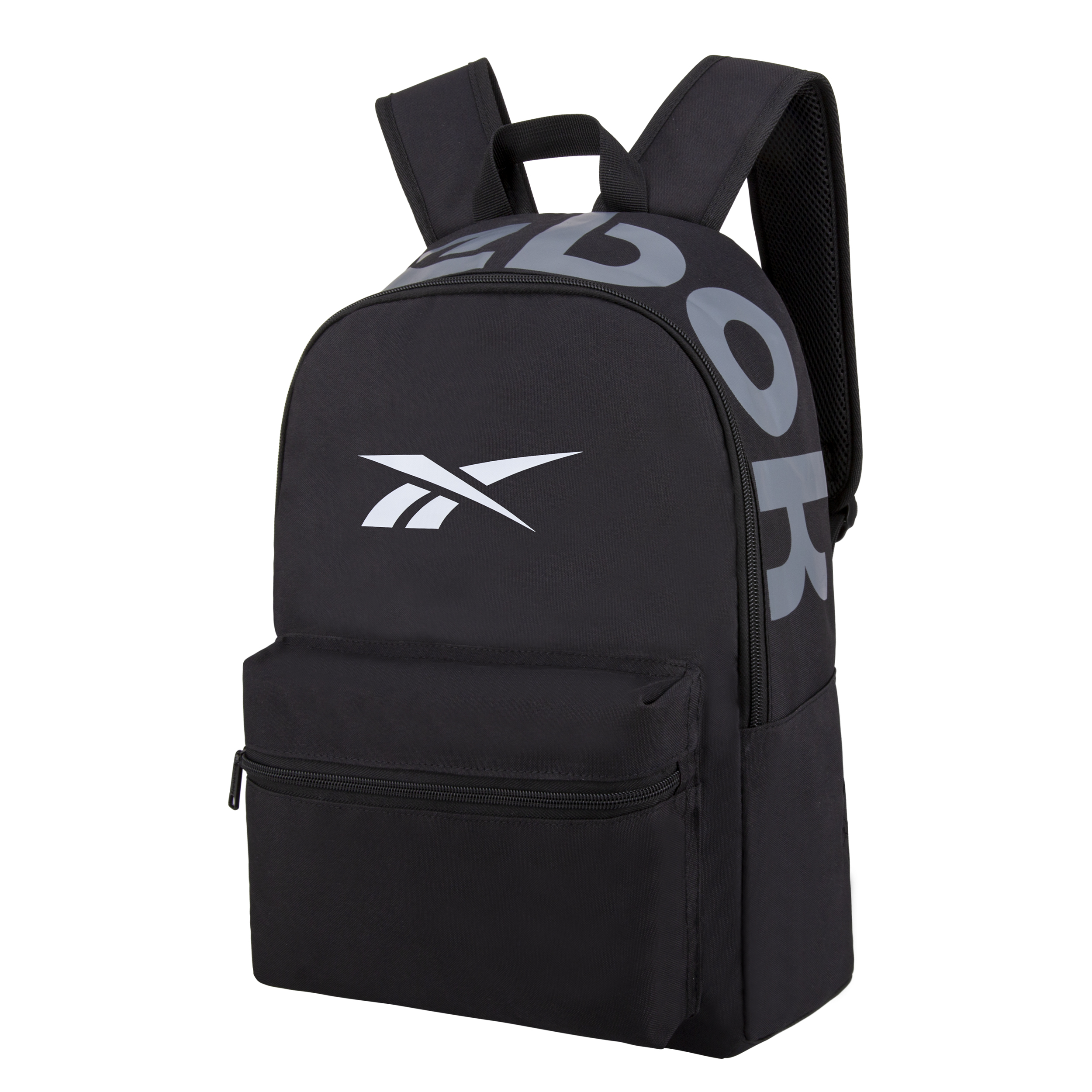 Reebok Black Fresh medium backpack with white/grey logo.