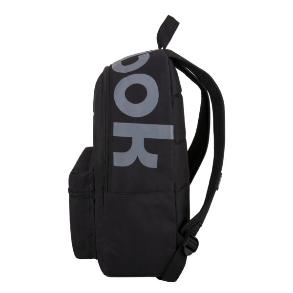 Reebok Black Fresh medium backpack with white/grey logo.