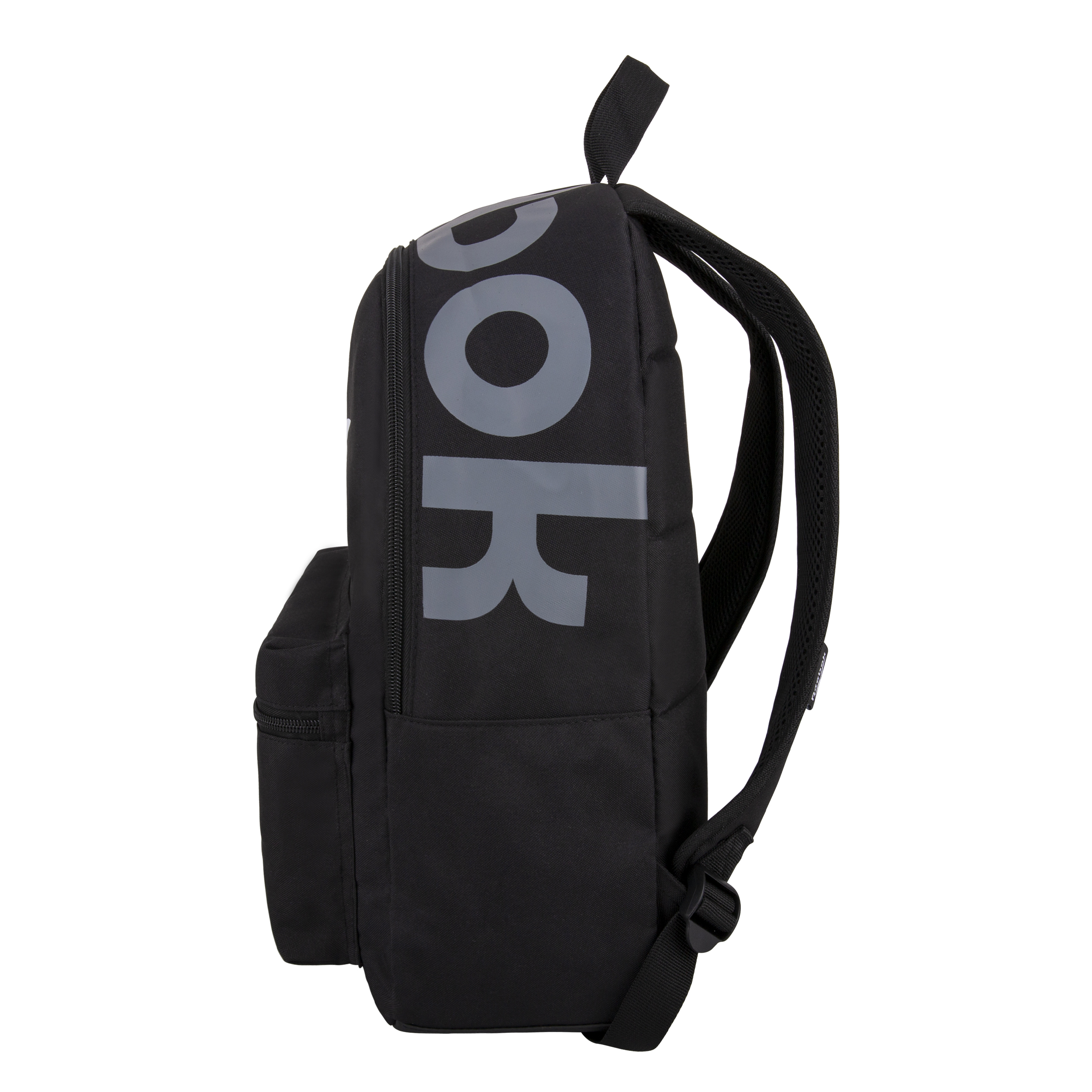 Reebok Black Fresh medium backpack with white/grey logo.